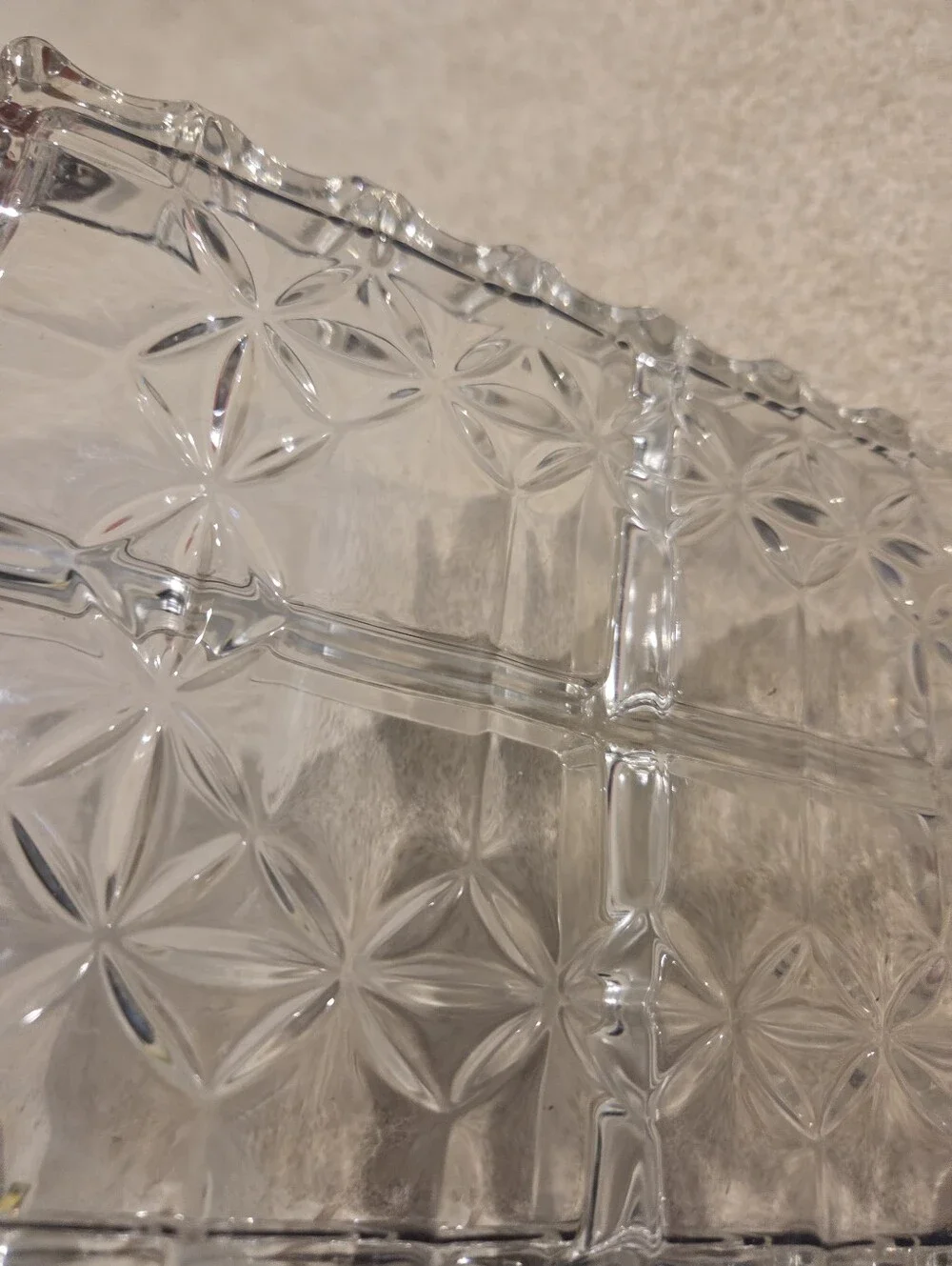 Pressed Glass Divided Vanity Tray - 4 Compartment, Vintage